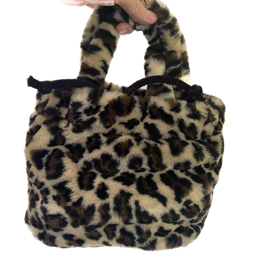 NWOT Vintage Paola Del Lungo Faux Fur Leopard Print Bag